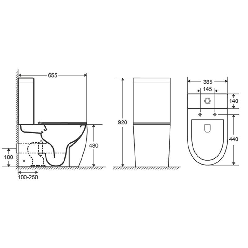 Унитаз Azario Mirada AZ-1289A Безободковый Выпуск Горизонтальный